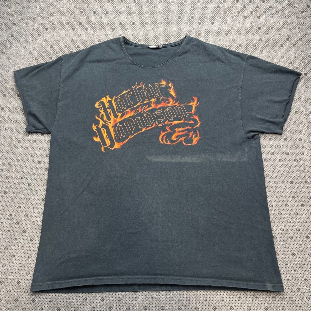 Vintage 2009 Harley-Davidson Nashville Flame T-Shirt Distressed Thrashed Mens XL